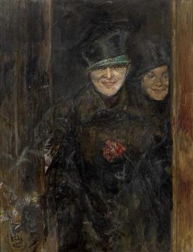 Two women in a doorway Artwork by Christian Krohg