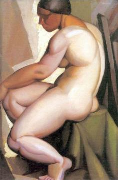 Seated Nude in Profile Artwork by Tamara De Lempicka
