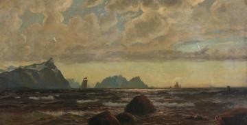 Coastal Landscape with Boats (Kystlandskap med båter) Artwork by Thorolf Holmboe