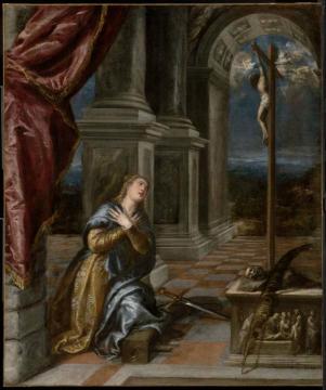 Saint Catherine of Alexandria at Prayer Artwork by Titian