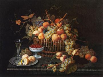 Still Life with Fruit and Vase Artwork by Severin Roesen