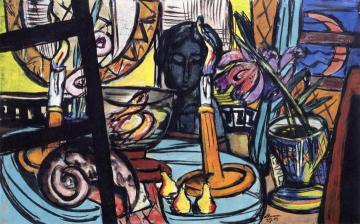 Large Still Life With Black Sculpture Artwork by Max Beckmann
