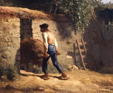 Peasant with Wheelbarrow Artwork by Jean-François Millet