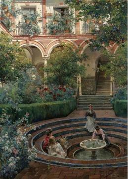 A Villa Garden Artwork by Manuel Garcia y Rodriguez