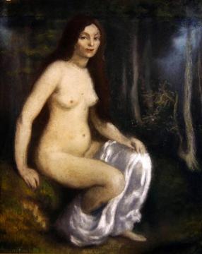 Young woman seated in a forest Artwork by Louis Anquetin