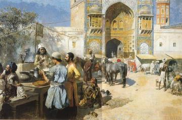 An Open-Air Restaurant, Lahore Artwork by Edwin Lord Weeks