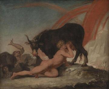 Ymer Suckles From The Cow Audhumbla (ymer Dier Koen Odhumbla) Artwork by Nicolai Abraham Abildgaard