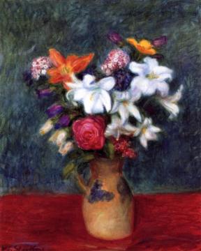 Lilies and Other Flowers in a Vase Artwork by William James Glackens