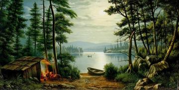 Moonlight Camping At Schroon Lake Artwork by Levi Wells Prentice