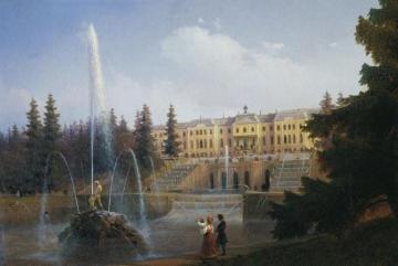 View of the Big Cascade in Petergof and the Great Palace of Petergof Artwork by Ivan Constantinovich Aivazovsky