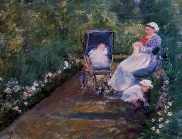 Children in a Garden Artwork by Mary Cassatt