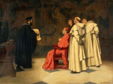 Gabriel Falloppius, Explaining One of His Discoveries to the Cardinal Duke of Ferrara Artwork by Francis James Barraud