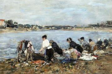 Laundresses on the Banks of the Touques Artwork by Eugène-Louis Boudin
