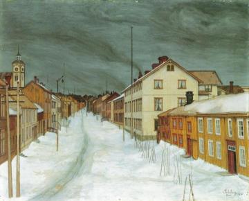 Street in Røros Artwork by Harald Oskar Sohlberg