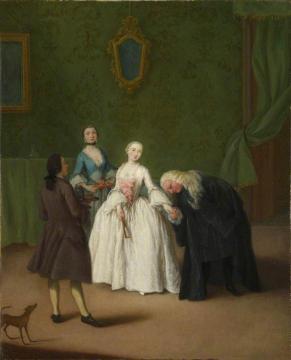 A Nobleman Kissing a Lady's Hand Artwork by Pietro Longhi