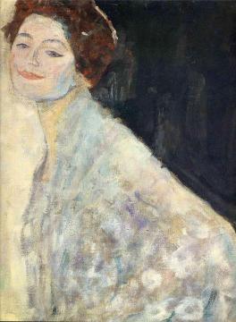 Portrait Of A Lady In White (unfinished) Artwork by Gustav Klimt