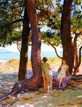 Beneath the Large Pines Artwork by Theo van Rysselberghe