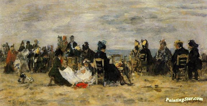 Beach Scene, Trouville Artwork by Eugène-Louis Boudin