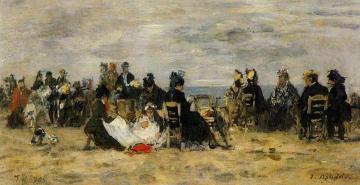 Beach Scene, Trouville Artwork by Eugène-Louis Boudin