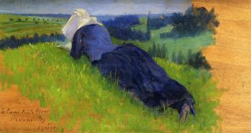 Peasant Woman Stretched out on the Grass Artwork by Henri Edmond Cross