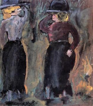 Two Women's Silhouettes Artwork by Maurice Utrillo
