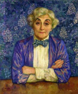 Madame van Rysselberghe in a Chedkered Bow Tie Artwork by Theo van Rysselberghe