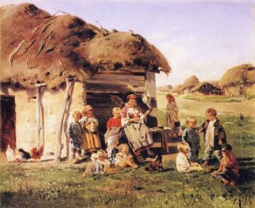 The Village Children Artwork by Vladimir Yegorovich Makovsky