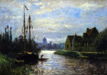 Canal in Moonlight Artwork by Stanislas Lepine