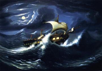 Storm-Tossed Frigate Artwork by Thomas Chambers
