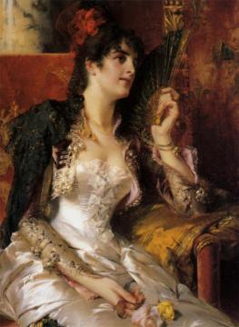 Senorita with a Fan Artwork by Conrad Kiesel