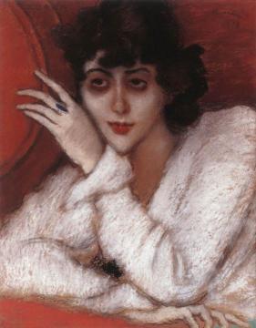 Zorka in a Red Armchair Artwork by József Rippl-Rónai