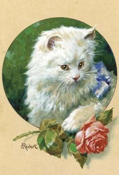 Cat and Rose Artwork by Carl Reichert