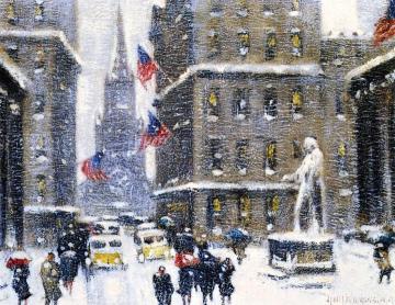 Trinity Church From Wall Street, Winter Artwork by Guy Wiggins