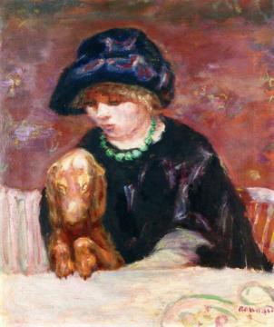 Woman with a Basset Hound Artwork by Pierre Bonnard