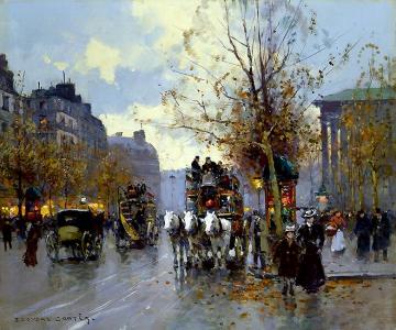 Omnibus On The Place De La Madeleine Artwork by Edouard Léon Cortes