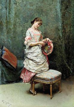Aline holding a hat Artwork by Raimundo de Madrazo y Garreta