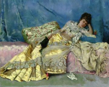 Lady On A Pink Divan Artwork by Julius LeBlanc Stewart