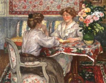 Two Seated Young Women Artwork by Georges D'espagnat