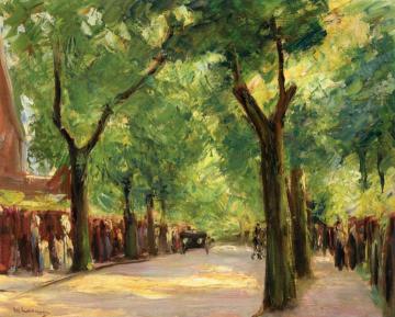 Die Grosse Seestrasse in Wannsee mit Spaziergängern Artwork by Max Liebermann
