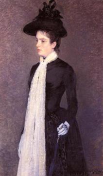 Portrait of a Woman in Black Artwork by Theo van Rysselberghe