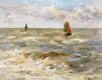 Sailboats on the Sea Artwork by Eugène-Louis Boudin