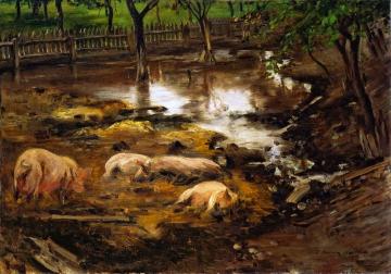 Pig Sty Artwork by Lovis Corinth