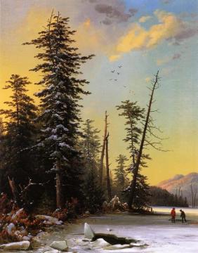 Winter Evening On A Lake At The Pine Swamp Artwork by Gustavus Johann Grunewald
