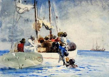 Sponge Fishing Artwork by Winslow Homer