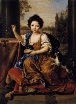 Girl Blowing Soap Bubbles Artwork by Pierre Mignard