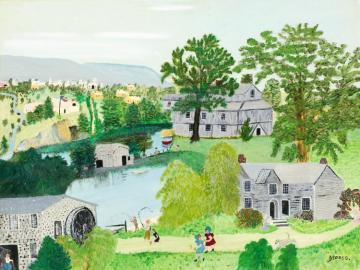 The Willow Mill Artwork by Anna Mary Robertson Grandma Moses