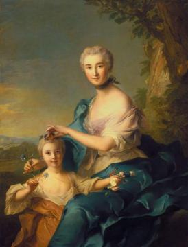 Madame Crozat de Thiers and her Daughter Artwork by Jean-Marc Nattier