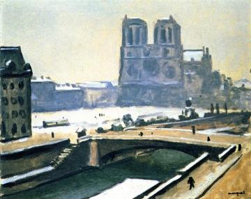 Notre Dame under Snow Artwork by Albert Marquet