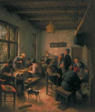 Village Inn With Tric-trac Or Backgammon Players And Card Players Artwork by Adriaen van Ostade