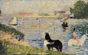 Horses in the Water Artwork by Georges Seurat